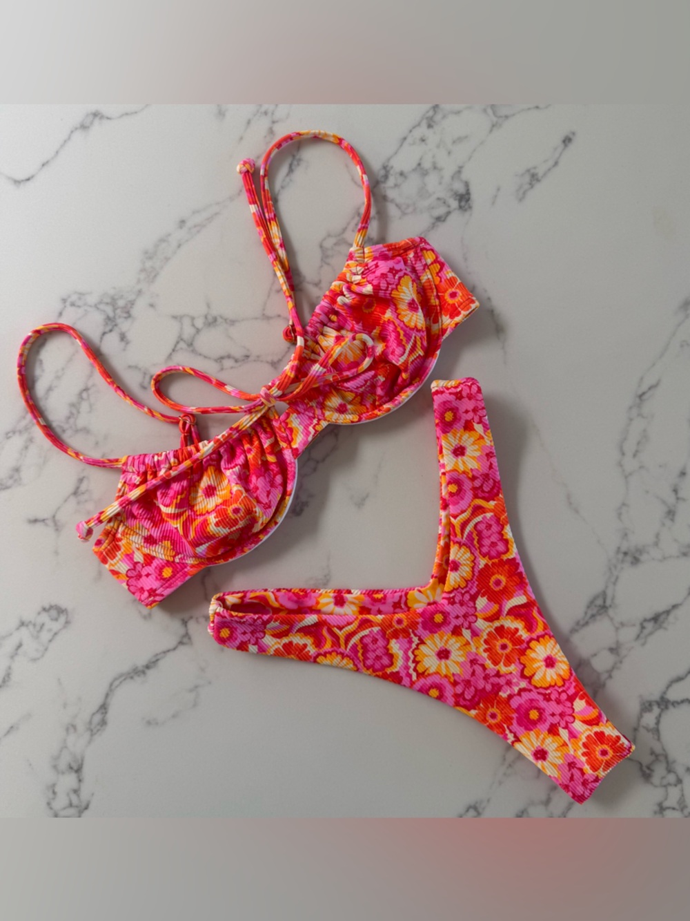 Kulani Kinis Ruched Underwire Top & Y Cheeky Bottom SET - Sugar Rush - Size S - Picture 3 of 7